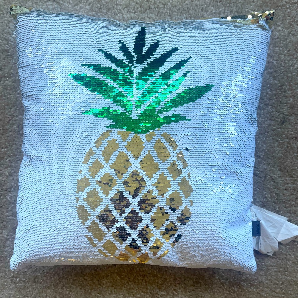 Miniso accent sequin cushion pineapple white and yellow